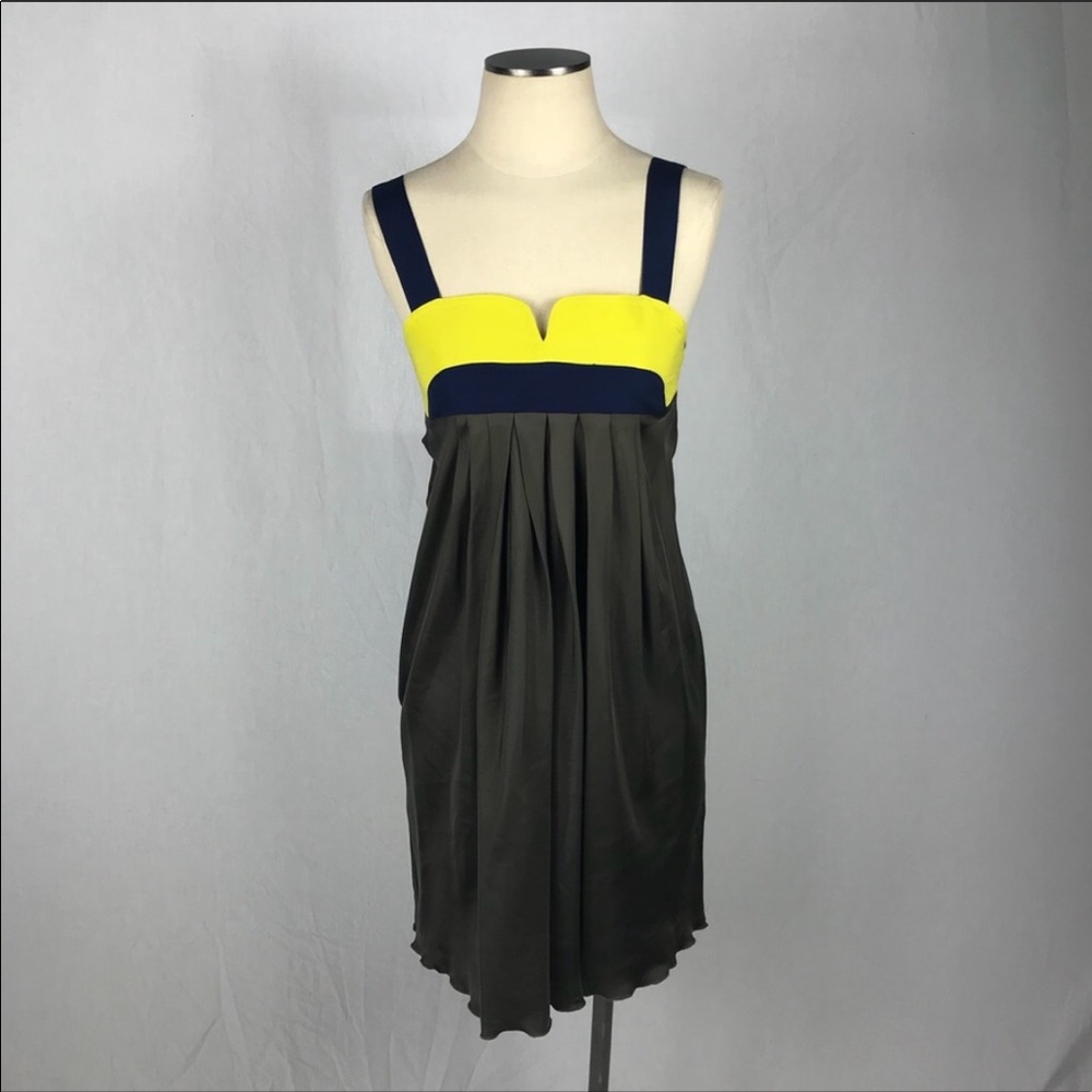 100% silk dress color block